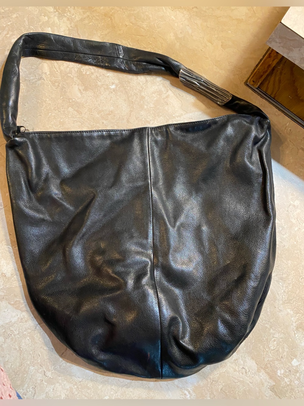 Renato Angi Black Leather Slouchy Hobo Bag